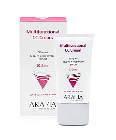 Aravia Professional SPF-20 Multifunctional CC Cream, Sand 02 - СС-крем защитный 50 мл