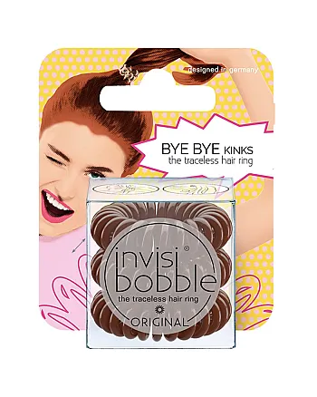 Invisibobble ORIGINAL Pretzel Brown - Резинка-браслет для волос, цвет коричневый 3 шт (с подвесом) - hairs-russia.ru