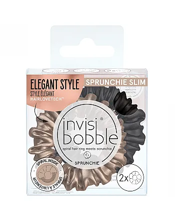 Invisibobble SPRUNCHIE SLIM True Golden - Резинка-браслет для волос, цвет черный/золотой 2 шт - hairs-russia.ru