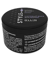 Ollin Style Strong Hold Matte Wax - Матовый воск для волос сильной фиксации 50 г
