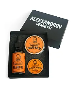 Aleksandrov Beard Kit №01 (Oil Sunrise, Balm Sunrise, Wax Mild Sunrise) - Набор для бороды